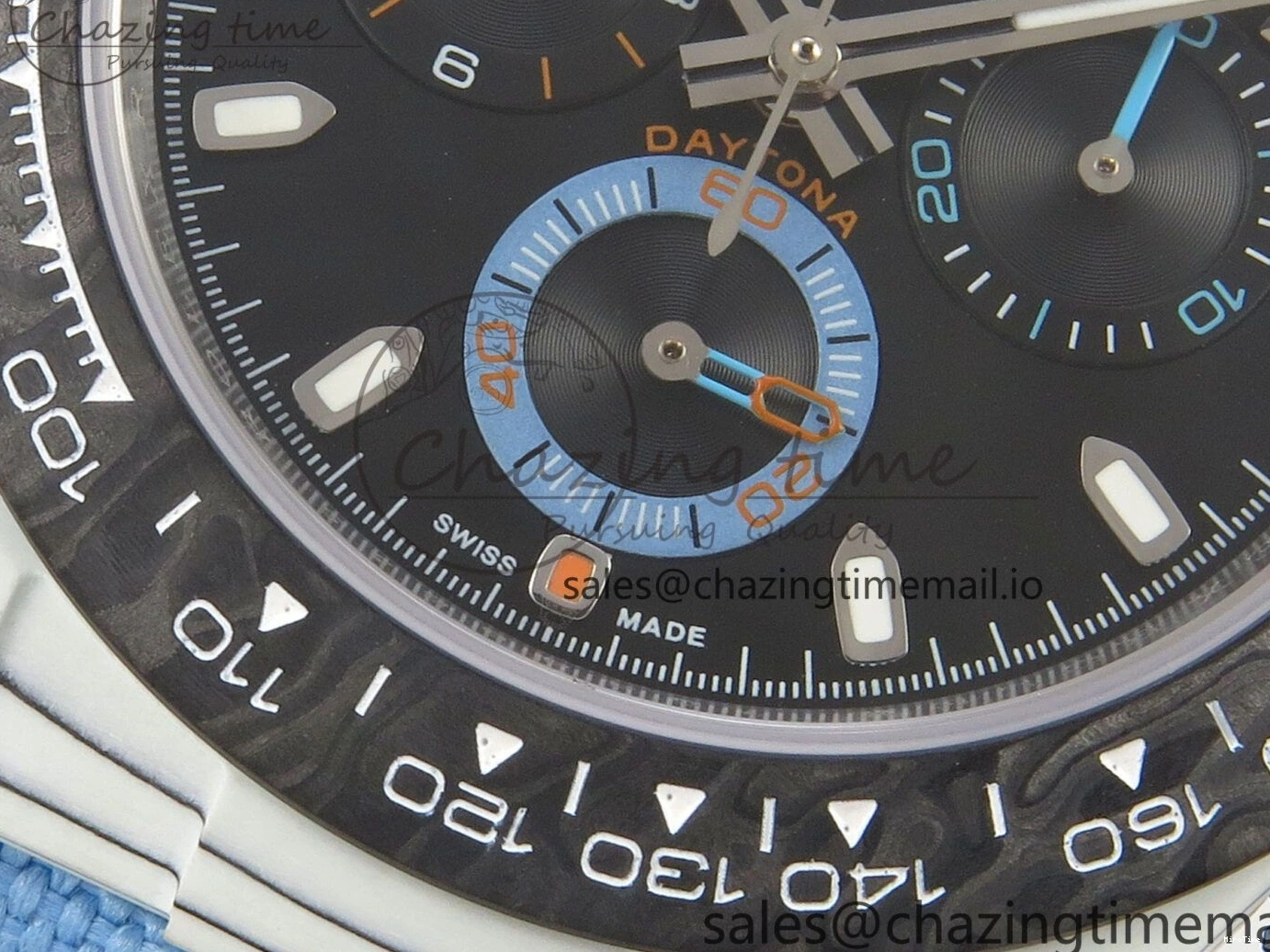 MiroTime 0403 Attractive Daytona DIW Carbon Case and Bezel DIWF Edition Black Dial on Blue Nylon Strap A 71